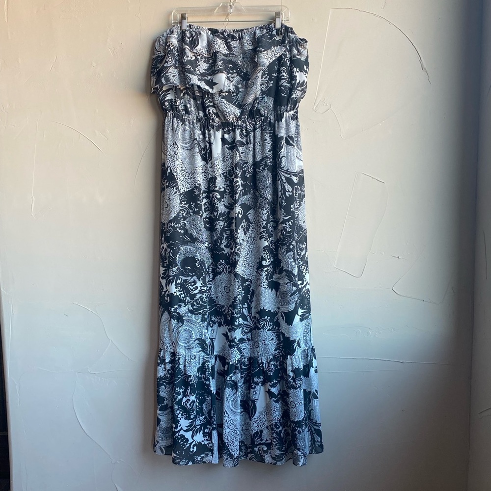 Lane Bryant Long Black & White Paisley Dress Size 18/20